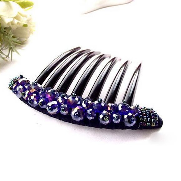 Beaded Hair Comb Purple Hair Accessories for her - Picture 5 of 5